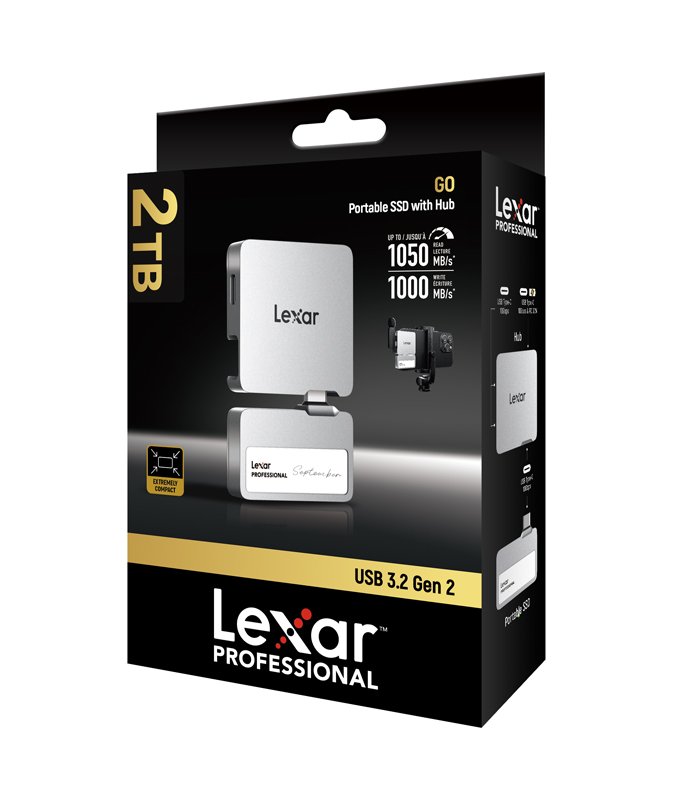 Lexar Professional Go Portable 2TB SSD | Up to 1050MB/s | USB 3.2 Gen 2 | LSL400S002T-RNSNG - Silver Lexar Professional Go Portable 2TB SSD | Up to 1050MB/s | USB 3.2 Gen 2 | LSL400S002T-RNSNG - Silver